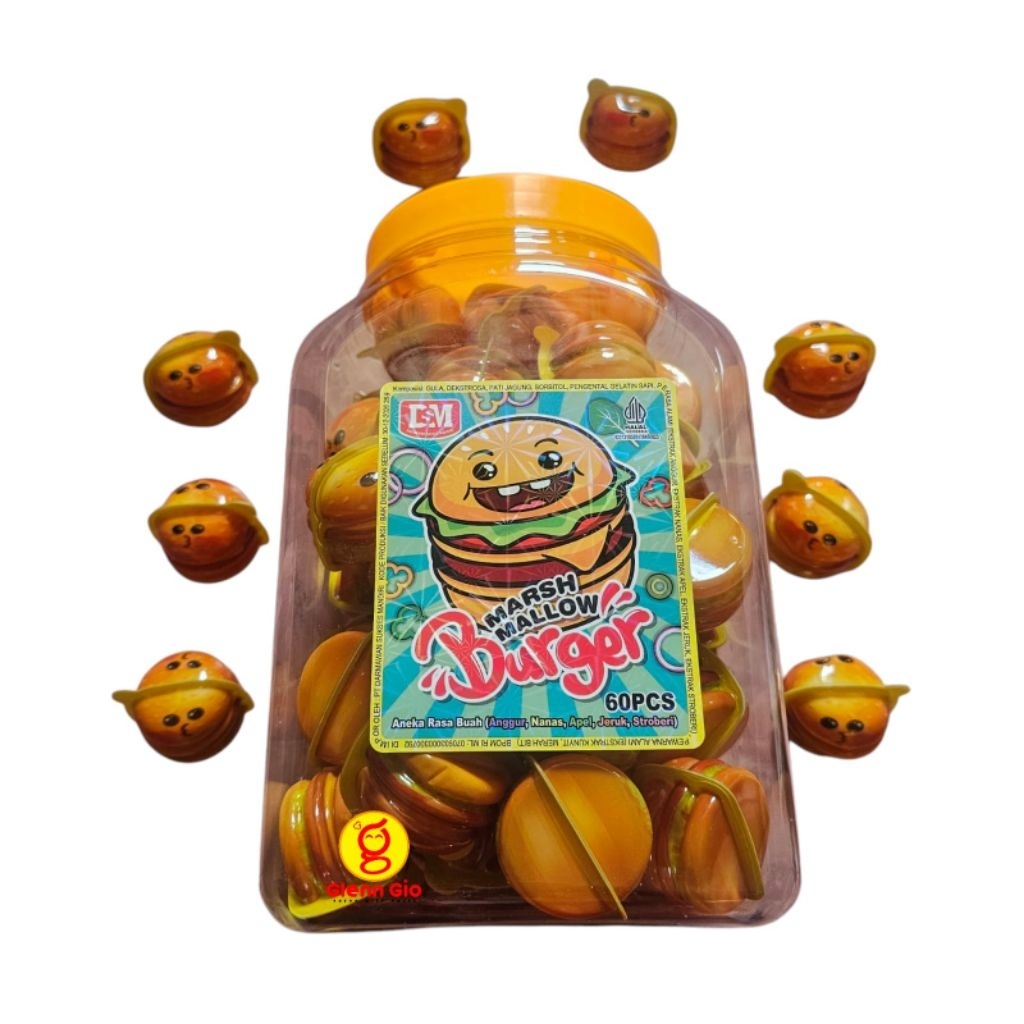 Marshmallow Burger DSM Toples isi 60 pcs