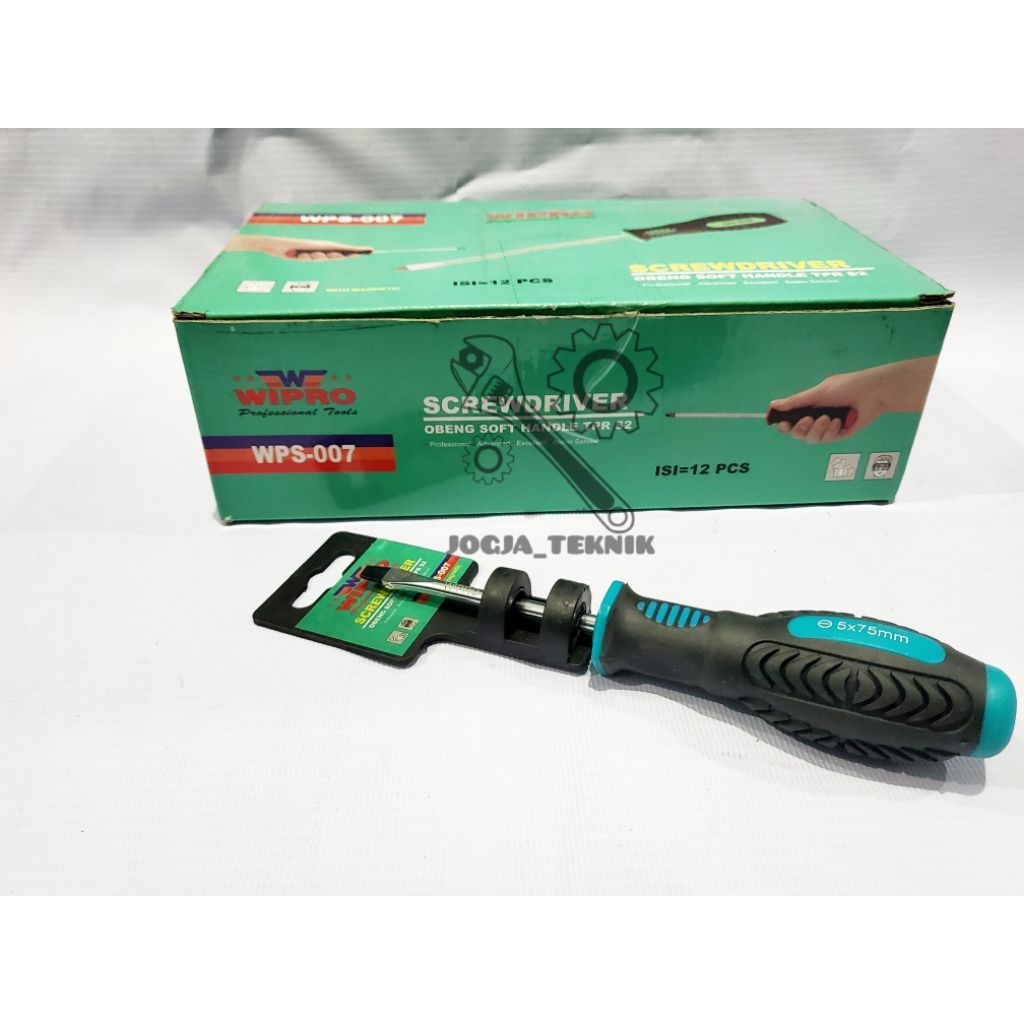 Wipro Obeng Soft Handle Karet Minus (-) 5 × 75MM WPS 007-0305S / Obeng Handle Karet Wipro