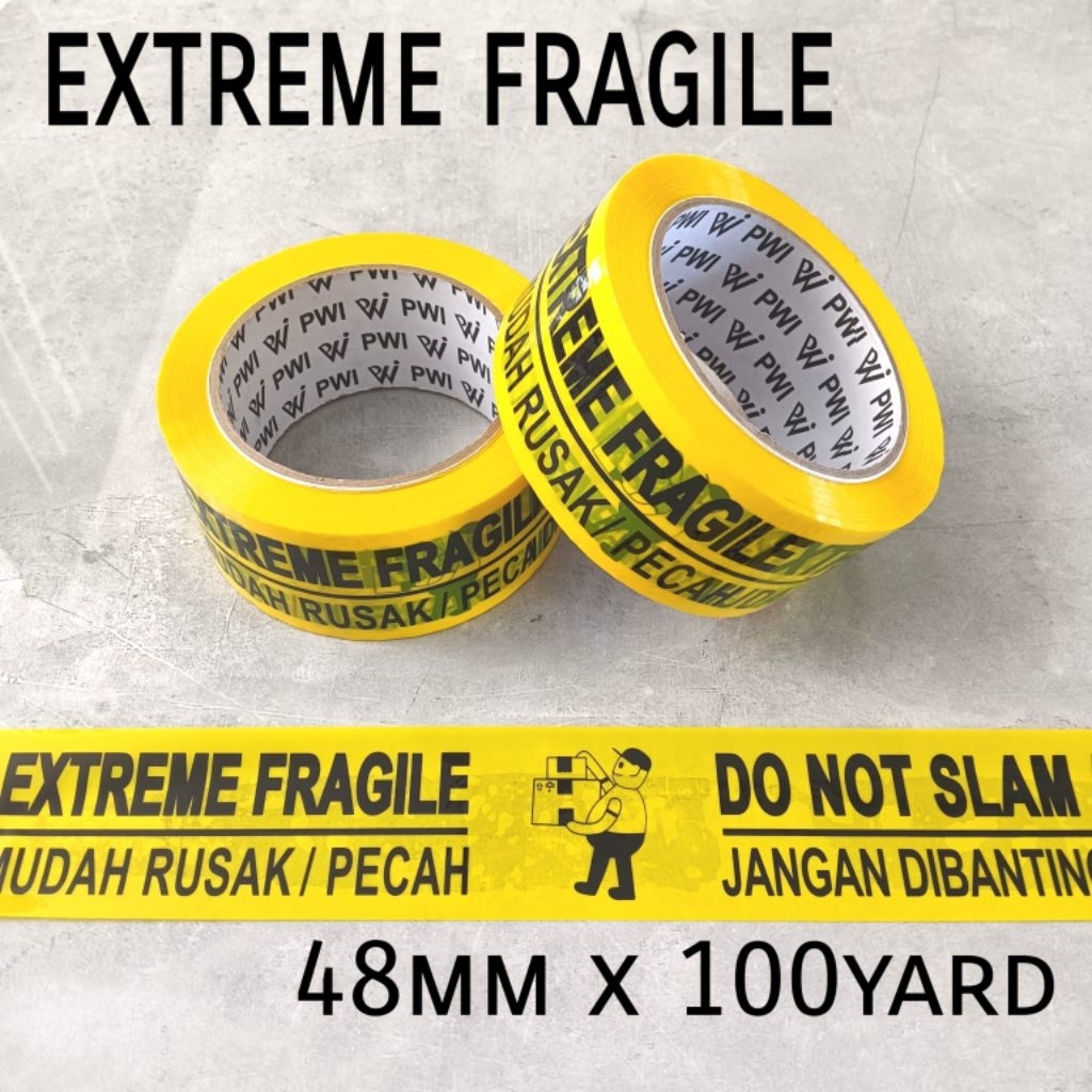 

Lakban Fragile Mudah Pecah Merah PWI 48mm x 100yard OPP Tape