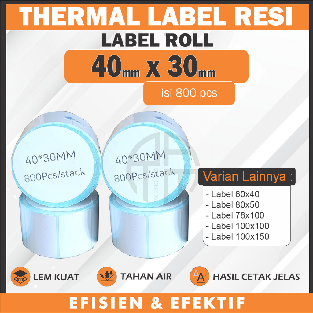 

Stiker Label Resi 40x30 mm isi 800 pcs Kertas Thermal Label Resi