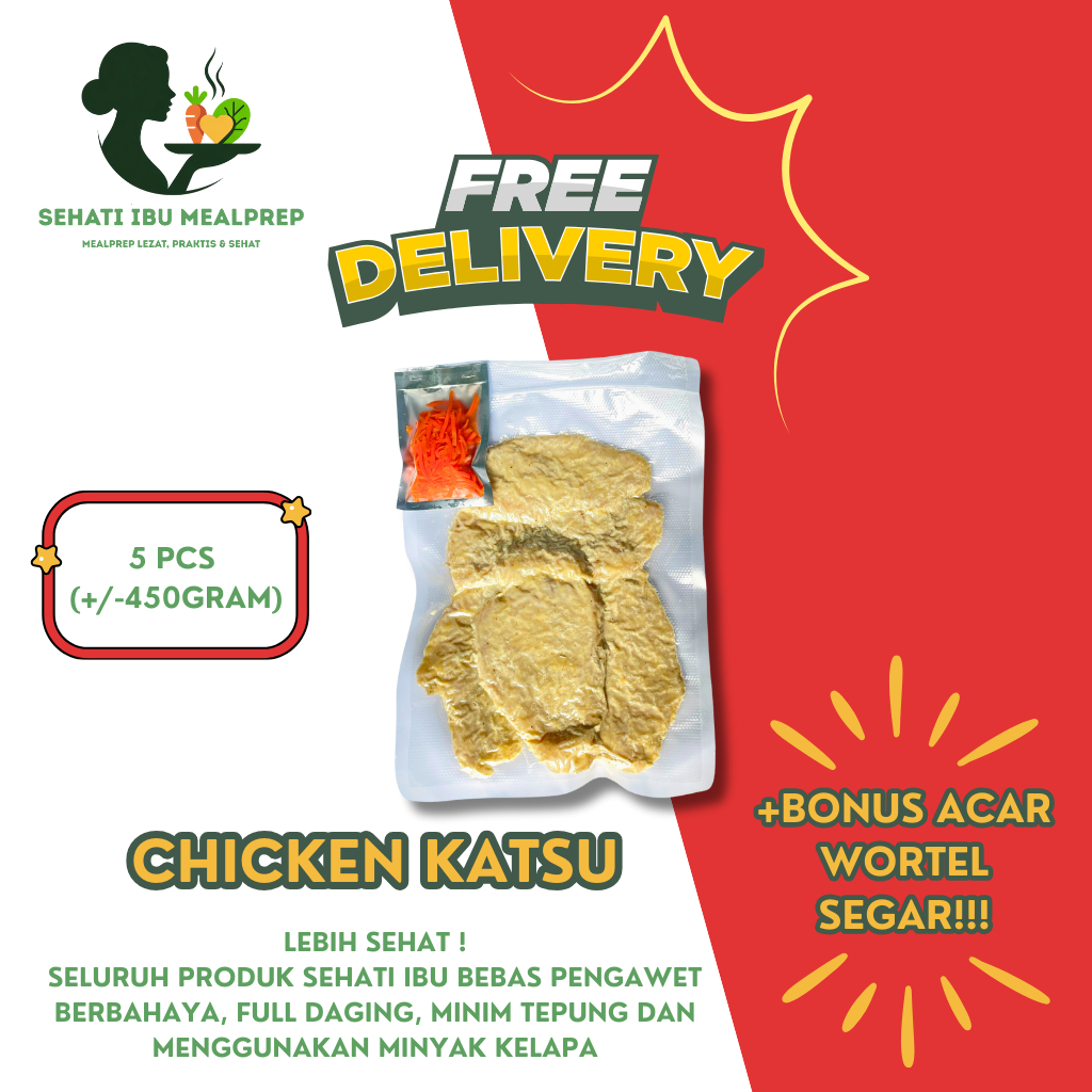 

Chicken Katsu Frozen isi 5 (-/+) 450gr Food Full Daging Sehat Tanpa Pengawet Homemade Free Acar Wortel Salad Hokben Daging Ayam Ready To Cook
