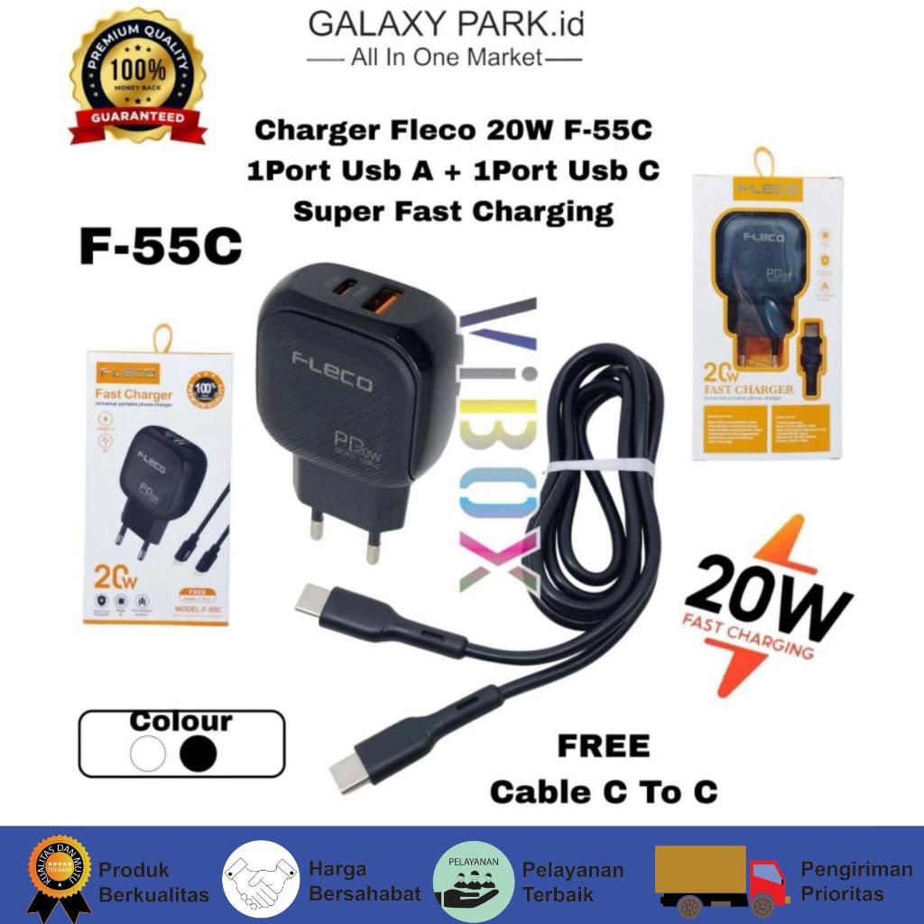 Fast Charger Fleco F55c Plus Kabel C To C Universal Portable Charger GLX