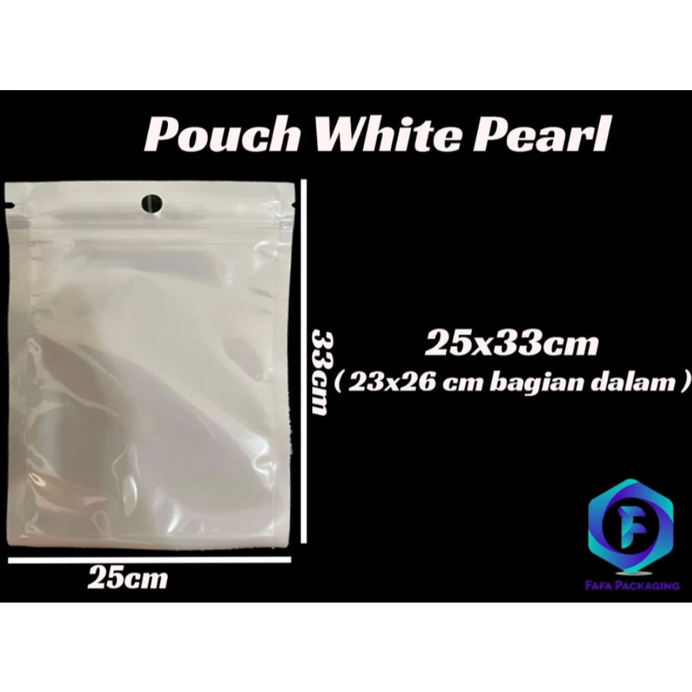 

25x33 PLASTIK KEMASAN SACHET SASET PEARL WHITE ZIPLOCK