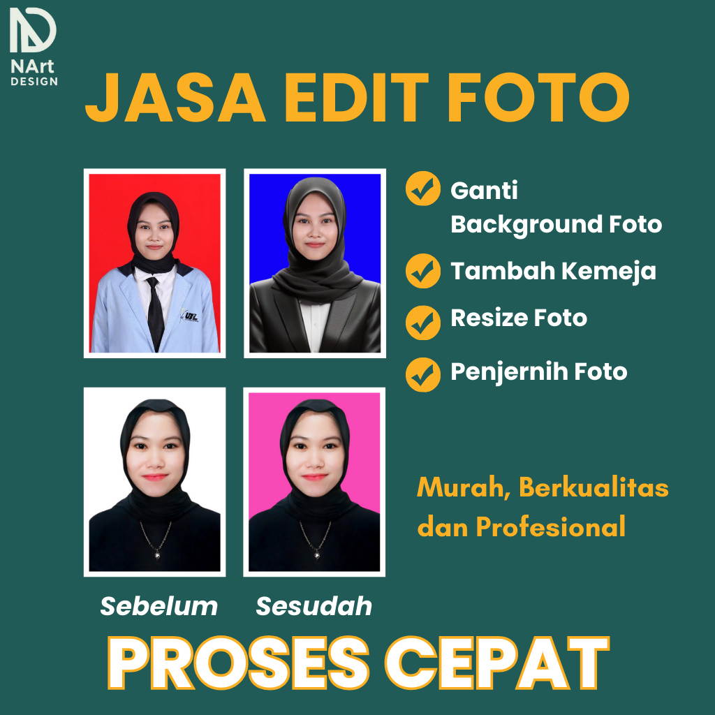 LANGSUNG JADI Edit Pas Foto / edit foto jas / edit background / edit foto full body/ edit wajah /