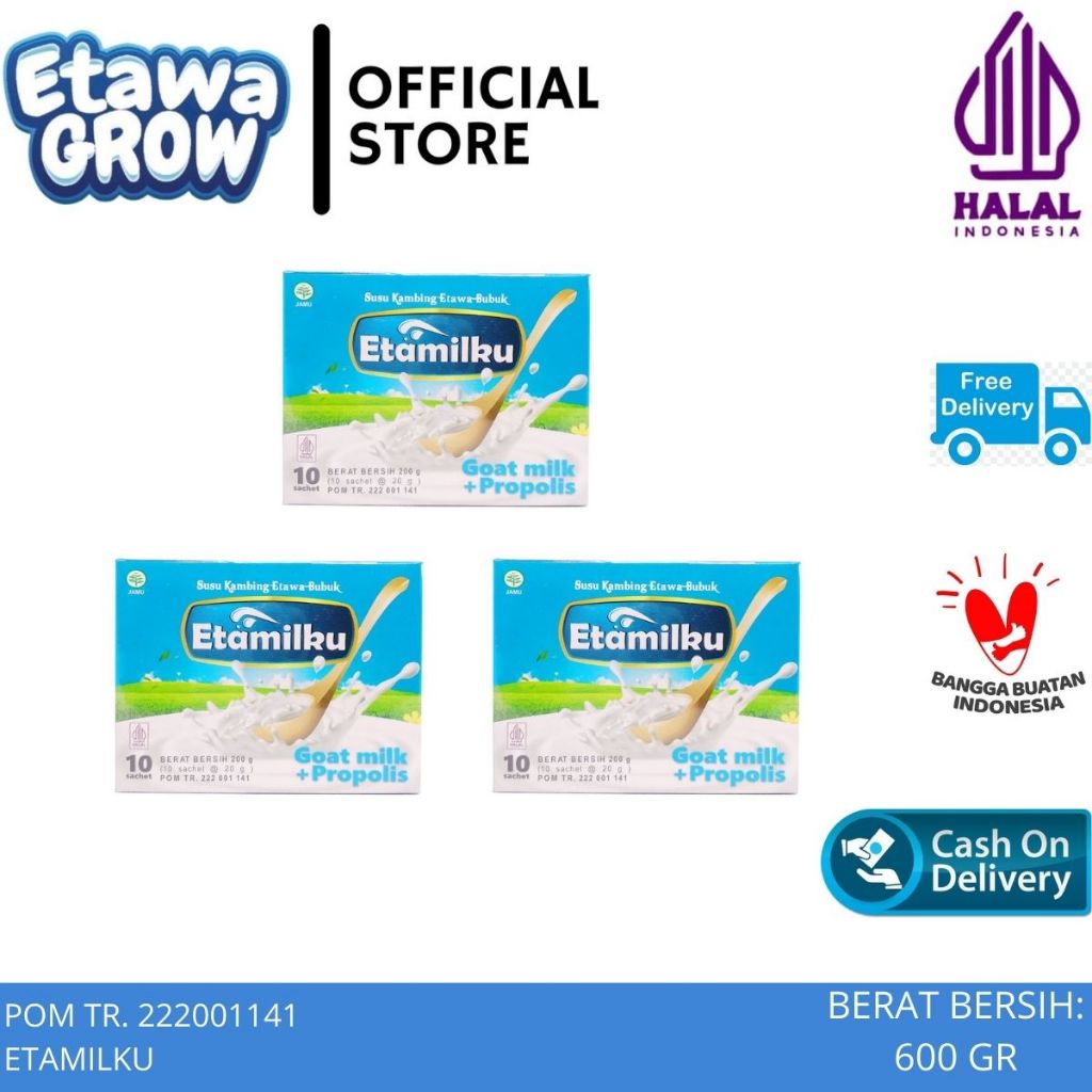 

Paket 3 Box Susu Kambing Etawa Bubuk Etamilku Plus Propolis Asli Original