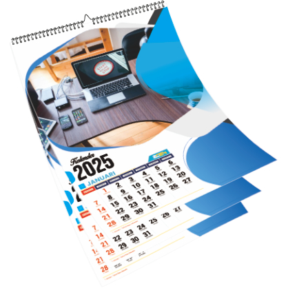

Kalender Dinding Custom 2026 isi 2 Lembar Bahan Art Paper Jilid Klem Seng