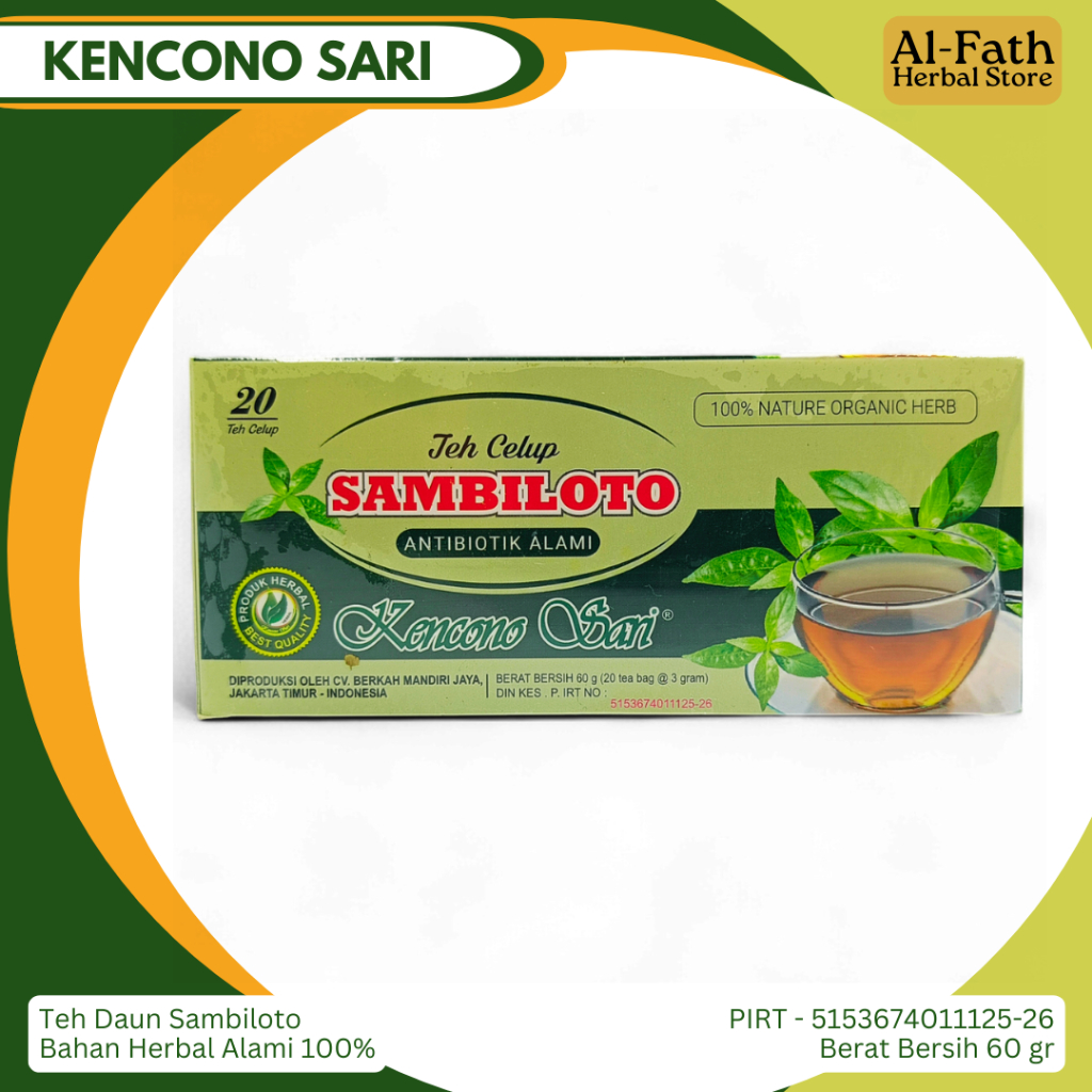 

Teh Daun Sambiloto Celup Kencono Sari Mendukung Pengendalian Gula dan Tekanan Darah