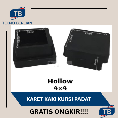 Plastik Hollow Holo 4x4 Cm / 40x40 mm Kaki Kursi Meja Tutup Besi