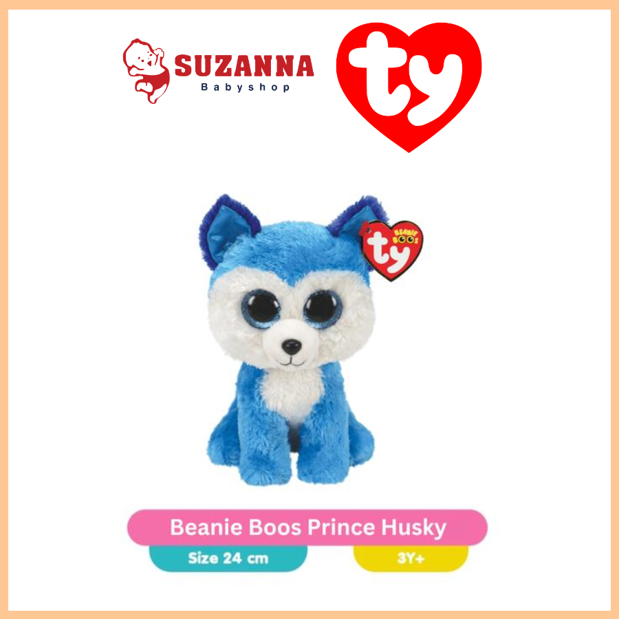 TY Beanie Boos Prince Husky (Medium) - Boneka Anjing Husky