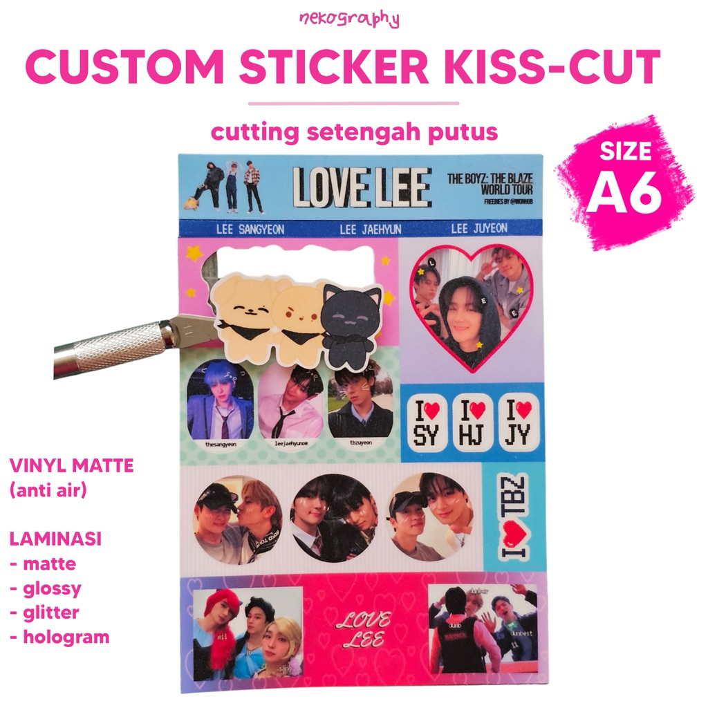 

A6 KISS CUT | CUSTOM CETAK CUTTING STICKERS VINYL GLITTER HOLOGRAM