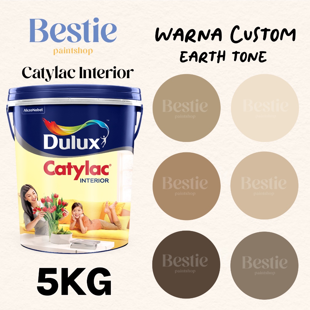 CAT TEMBOK DULUX CATYLAC INTERIOR 5 KG / WARNA CUSTOM / TWISTED TWIG / JEFFERSON HOUSE / CLOUD SAND 
