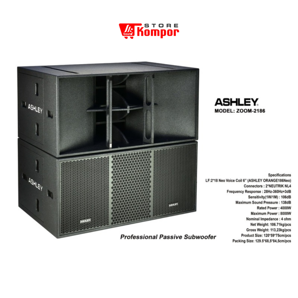SPEAKER ASHLEY ZOOM 2186 / Speaker Subwoofer Ashley Zoom 2186 / ashley zoom 2186 2x18" Neodymium