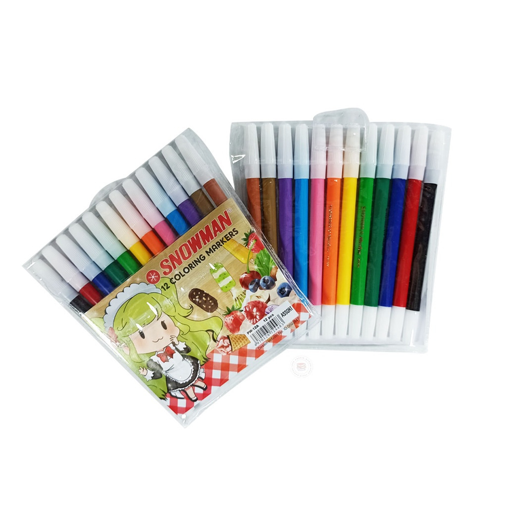 

[150GR] SNOWMAN SPIDOL 12 WARNA PERMANEN UNTUK MENULIS DAN MEWARNAI / SPIDOL WARNA WARNI