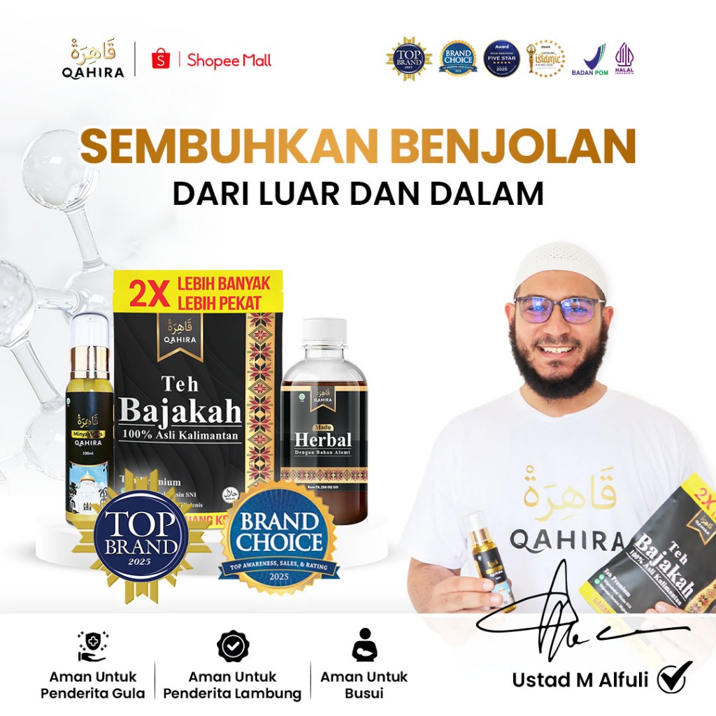 Qahira Obat Herbal Untuk Benjolan Leher Ketiak Kista Lipoma Aman Tanpa Efek Samping BPOM Halal