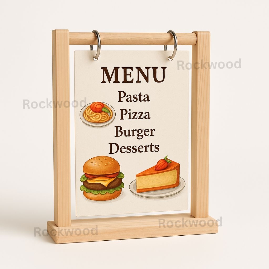 

Stand Gantungan Menu Promo Cafe Restoran Nomor Meja Jadwal Sekolah Kalender Gantung Kayu Multifungsi