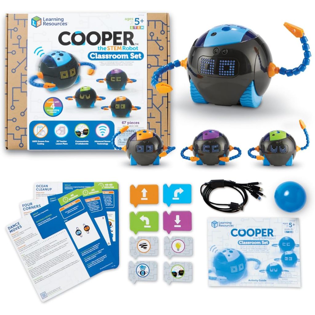 Learning Resources Cooper the STEM Robot Classroom Set - Coding for Kids, Building Toys