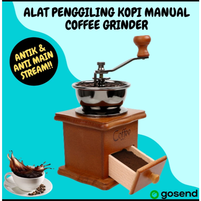 AL Alat Gilingan Biji Kopi Manual Hand Grinder Penggiling Coffee Antik Retro Mesin Grind Giling Kopi