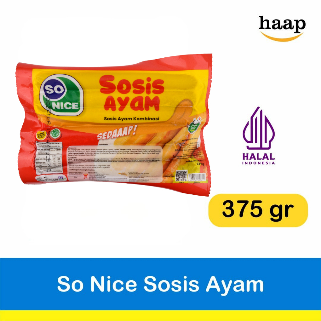 So Nice Sosis Ayam 375gr / Sonice Sosis isi 15 pcs