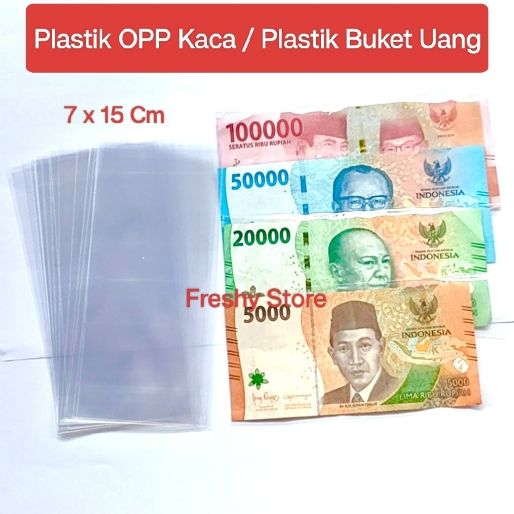 

Plastik OPP Kaca Tebal Pelindung Uang Kertas 7x15 Cm 50 Pcs Money Bucket Tanpa Lem