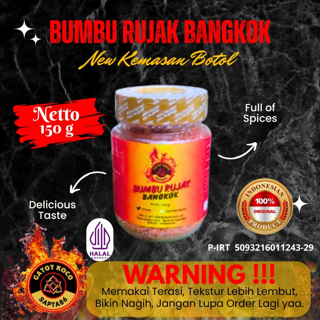 

NEW PACK LBH PRAKTIS...!! Bumbu Rujak Bangkok 150 GRAM BUMBU TABUR Sambal Jambu Kristal Rujak Buah