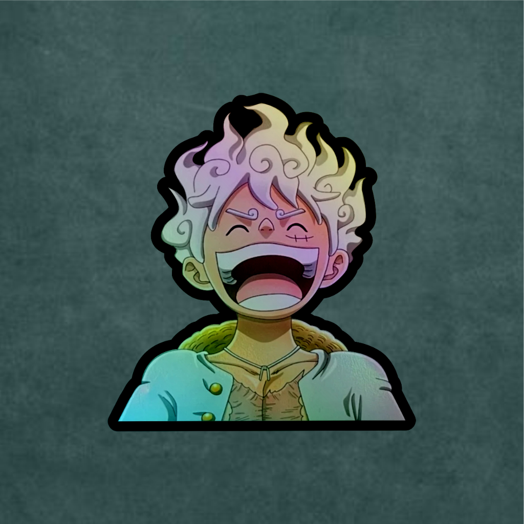 Stiker Anime Hologram Luffy Gear 5 Anti Air | Luffy Gear 5 Awet 7cm