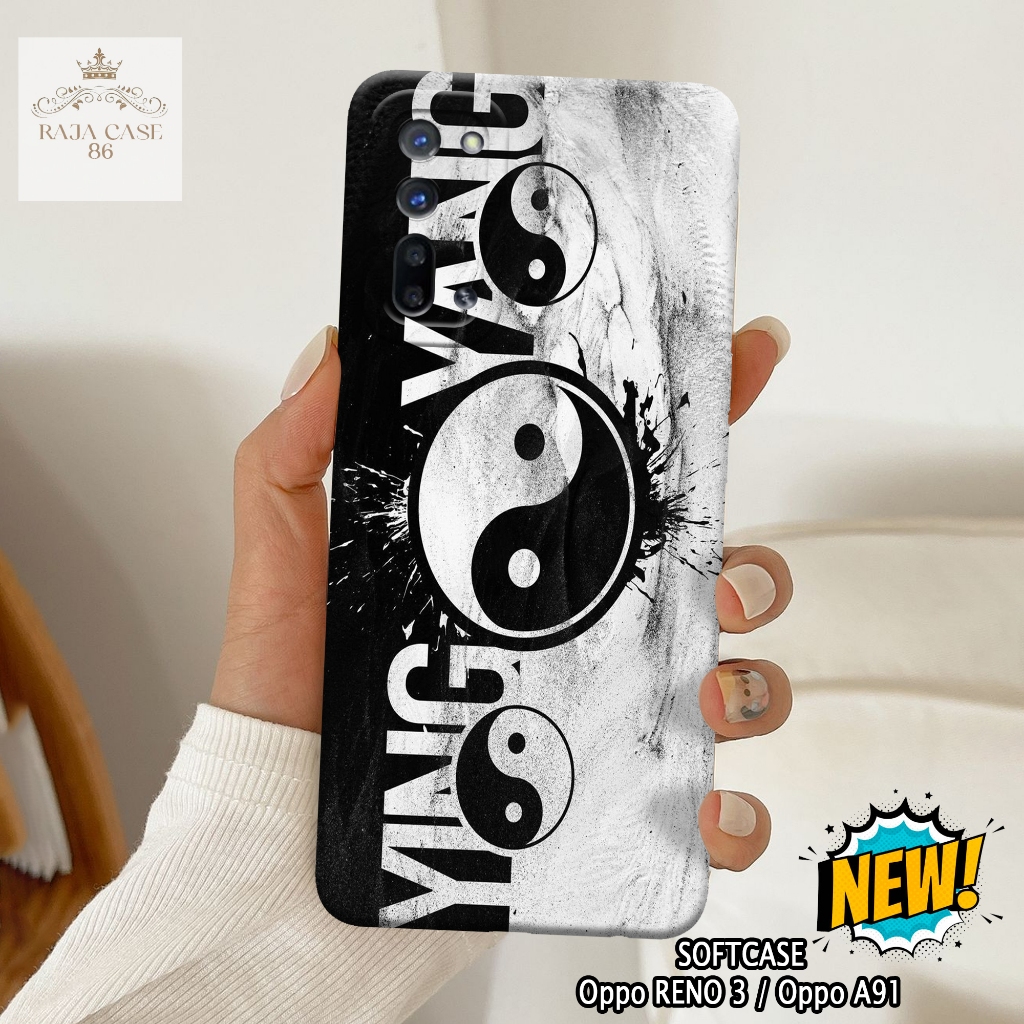 Case Oppo Reno 3 / Oppo A91 - Rajacase - casing Oppo Reno 3 - Motif case Yinyang - Pelindung handpho