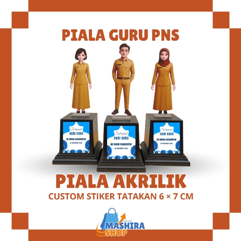PNS/PDH HARI GURU NASIONAL PIALA AKRILIK GURU PNS/PDH CUSTOM STIKER TATAKAN