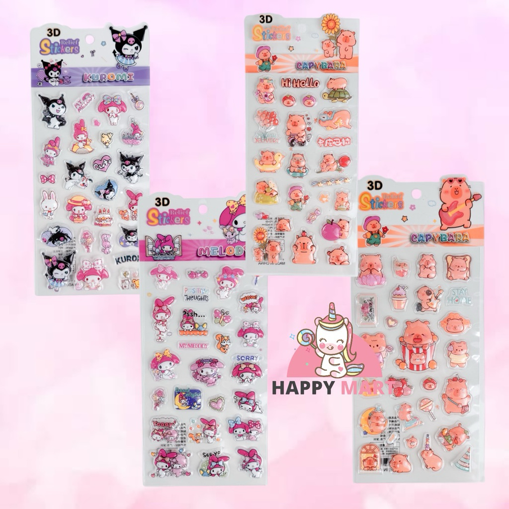 

Stiker 3D Karakter Lucu (Kuromi, My Melody, Capybara)