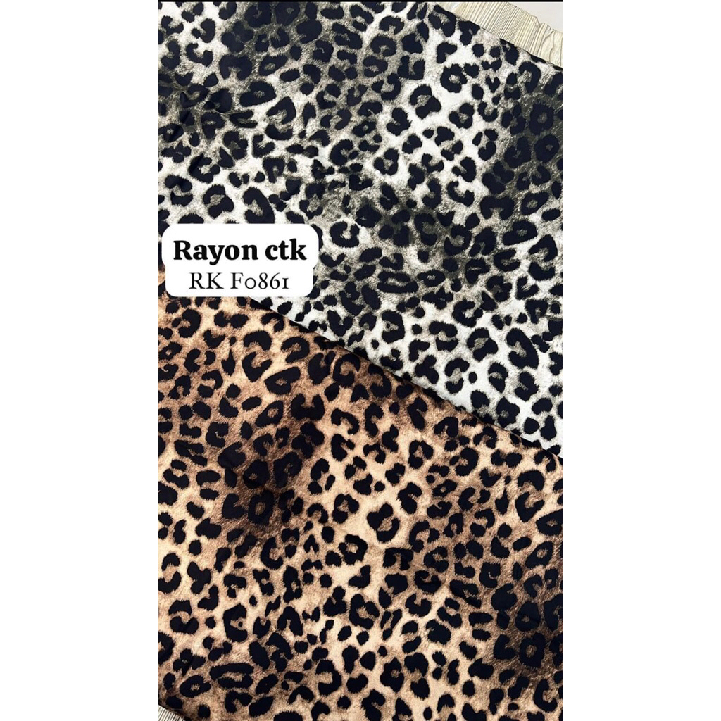 kain katun rayon viscose premium motif leopard terbaru (0,5meter)