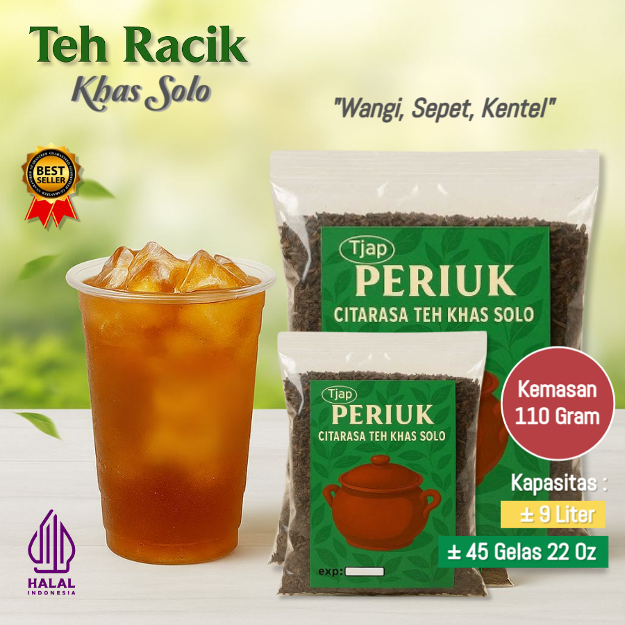 

Tjap Periuk - Racikan Es Teh Solo Kemasan 110 Gram Wasgitel Aroma Wangi Sepet Kentel Teh Tubruk Khas Wedangan Angkringan