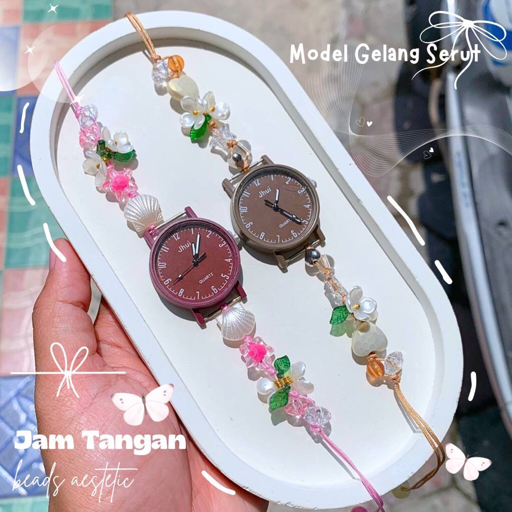 JAM TANGAN TALI MANIK BUNGA JAM TANGAN SERUT