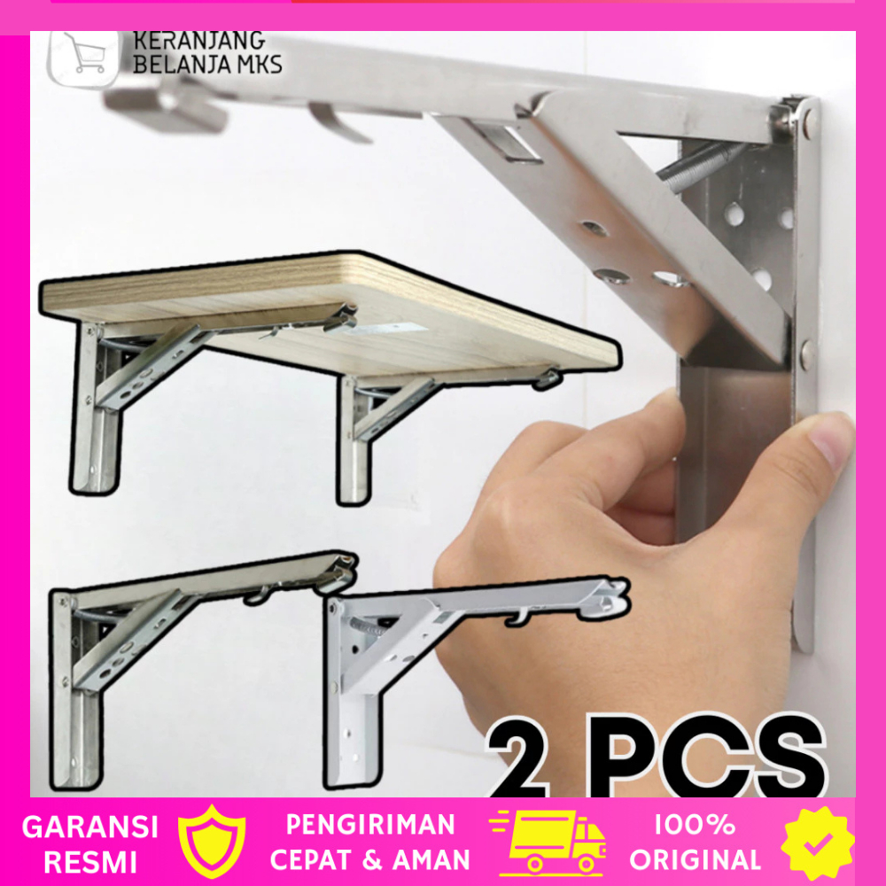 Set Siku Meja Lipat Dinding | Bracket Engsel Meja Lipat Penyangga Rak Dinding Stainless Steel
