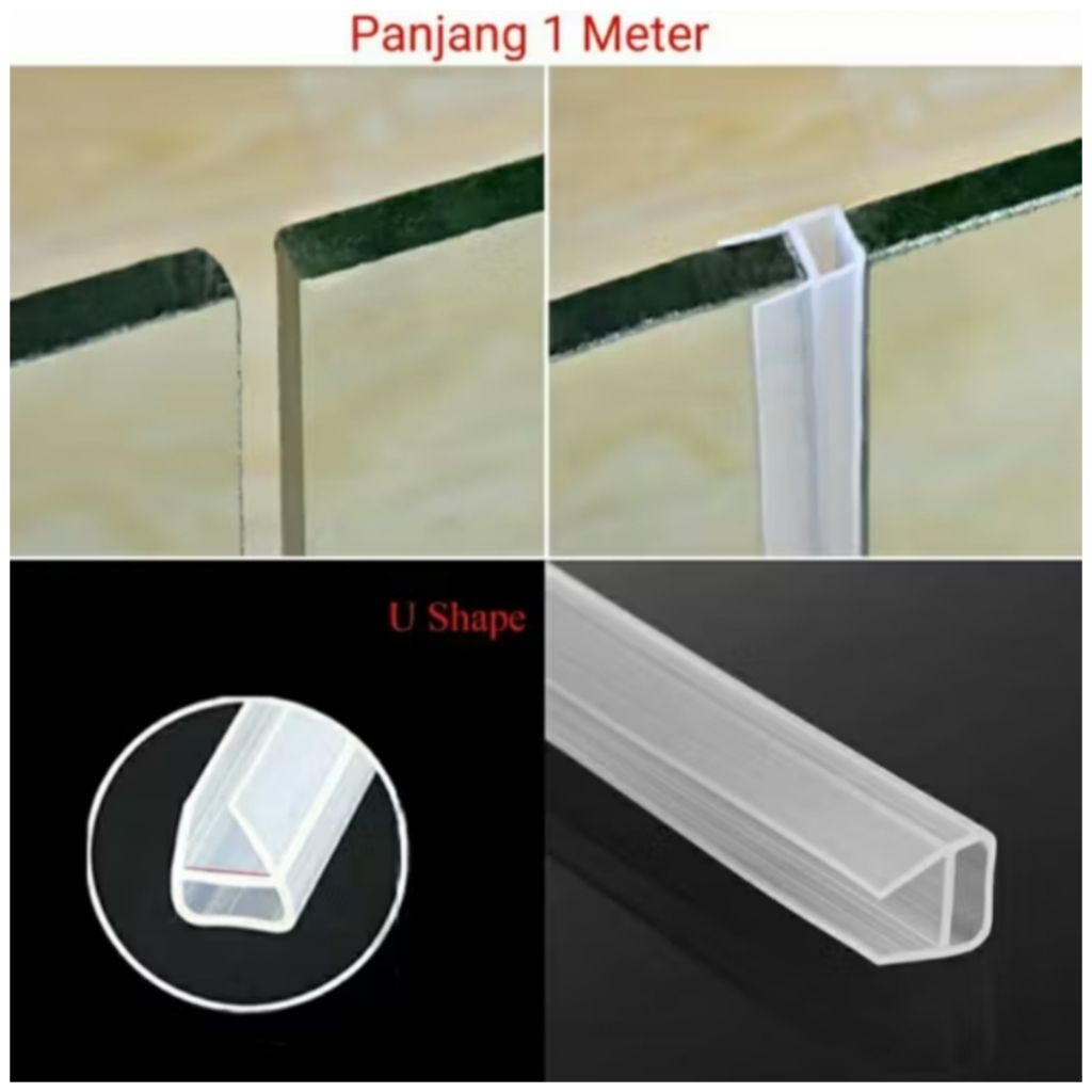 Strip Karet Seal Lis Pintu Kaca Kamar Mandi Silikon Jendela Tipe U