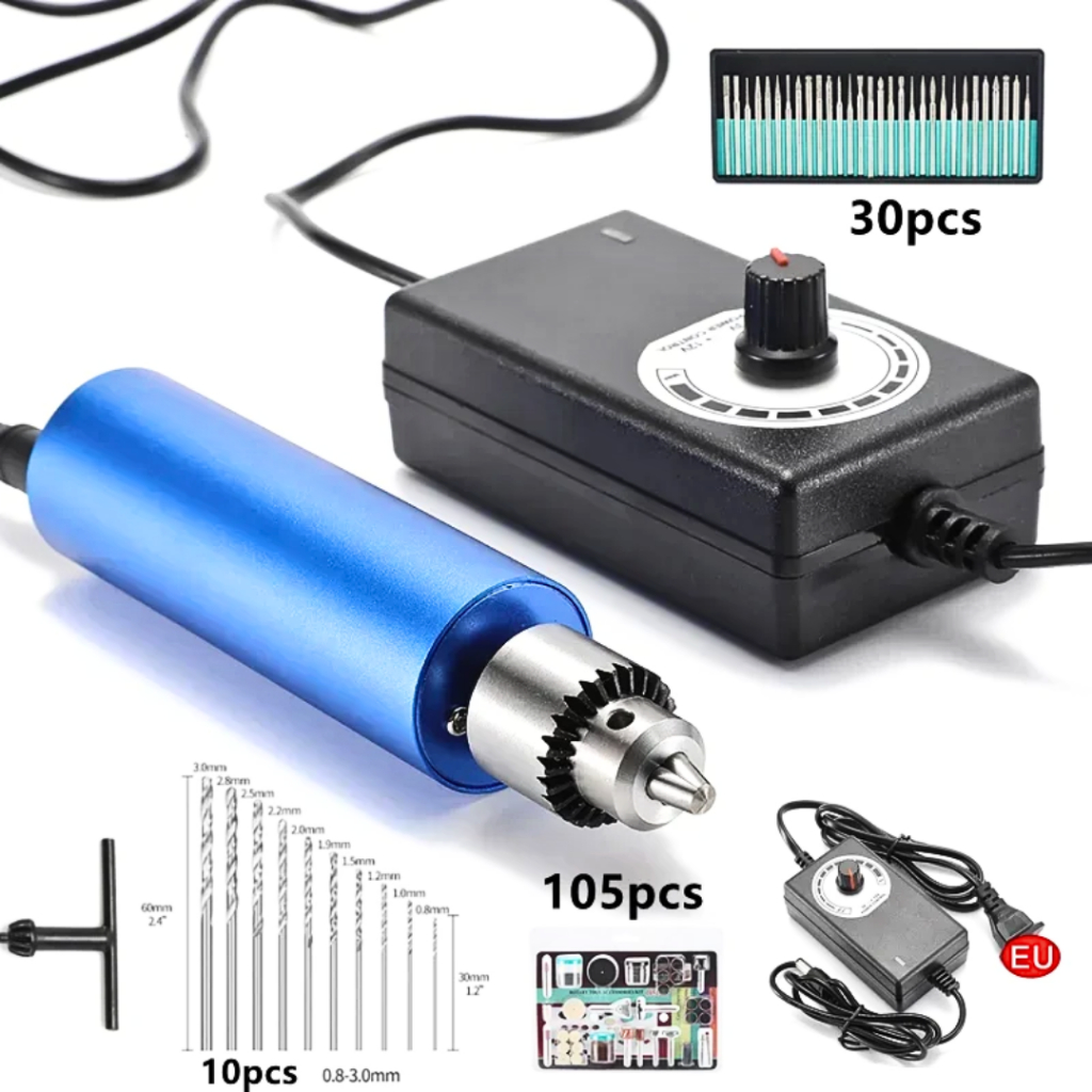 HERCTOOLS Mesin Bor Listrik Ukir Kayu Mini full Set Grinder Alat Ukir Multifungsi 12000 RPM - X70200