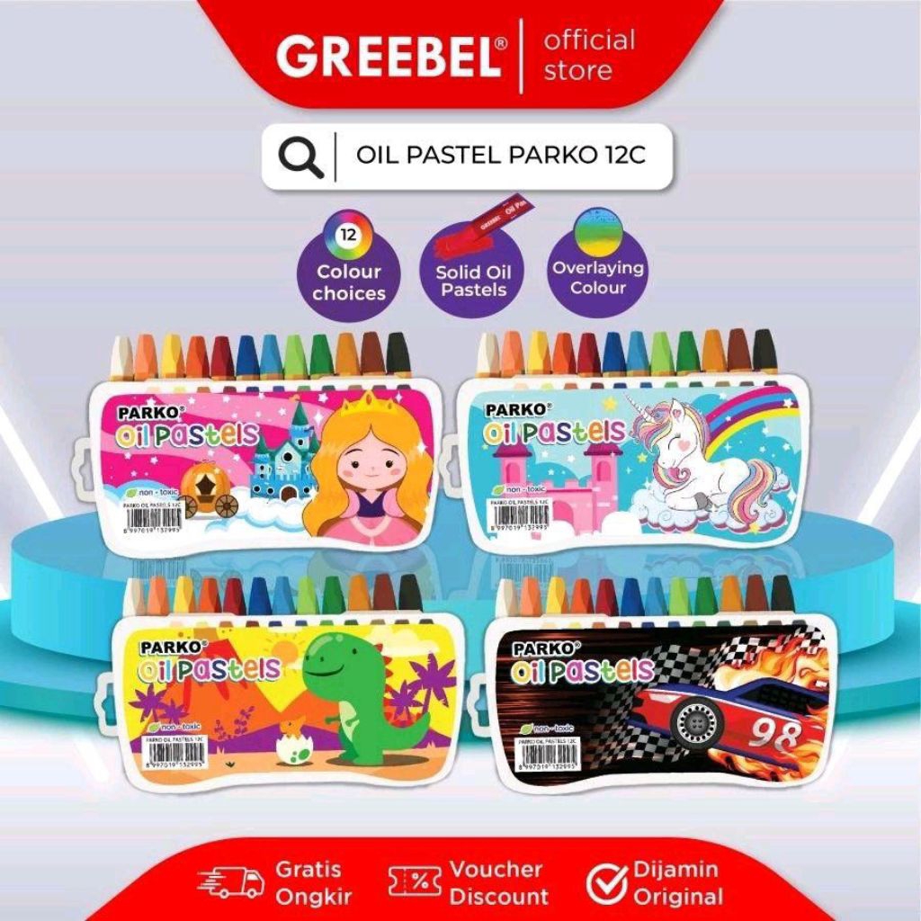 

Crayon Greebel 12 Warna Parko / Oil Pastel 12 Warna Parko ( Non Toxic)
