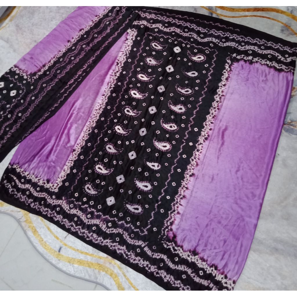 Kain Selendang Jumputan Khas Palembang Lawon Premium Silk Semi Sutra Set Setelan Kamen Kondangan Wan