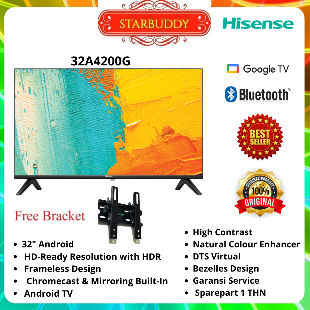 HISENSE LED TV 32A4200G SMART ANDROID TV BONUS BRACKET