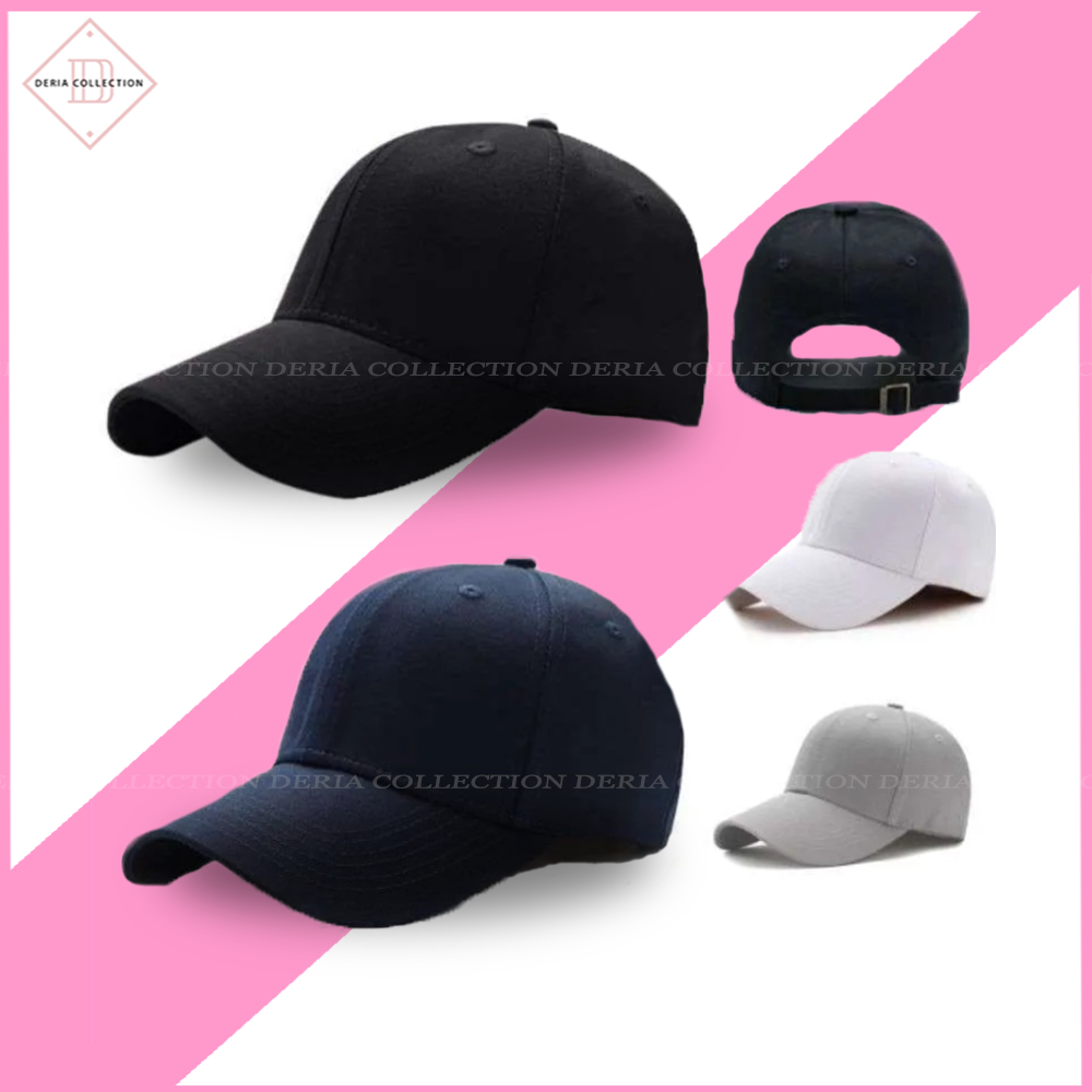 Topi Baseball Polos Warna Pria Bahan Rapel Premium Caps Polo Distro Cowok Kanvas Unisex Wanita Anak 