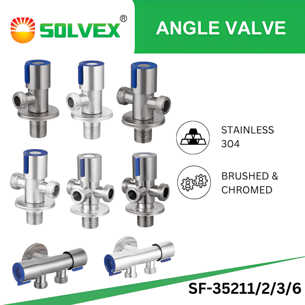 SOLVEX Stop Kran Air Shower Stainless 304 Toilet Single Double Cabang 2 dan 3 Silver dan Brushed 1/2