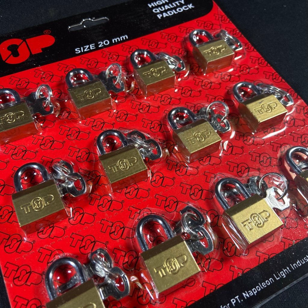 TOP Gembok Kuning Padlock 20 MM Kunci Samping 12 PCS