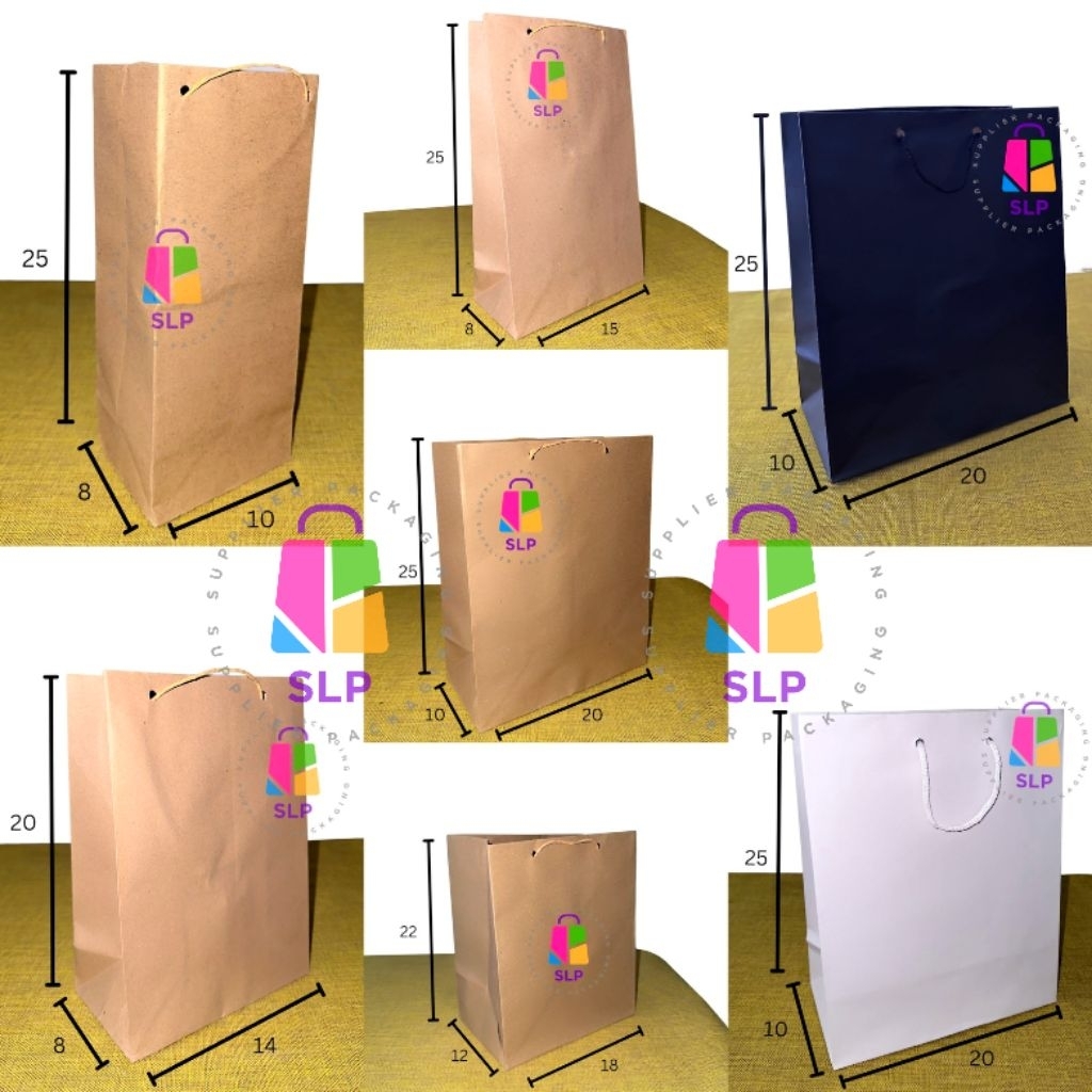 [isi 12pcs] paperbag souvenir botol minuman paper bag wafer tas kertas polos souvenir pesta hampers 