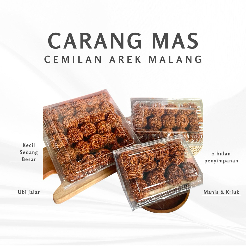 

Carang Mas Ubi Jalar Manis Kriuk | Cemilan Arek Malang | Camilan Tradisional Isi Banyak | Tersedia Ukuran Kecil, Sedang, Besar