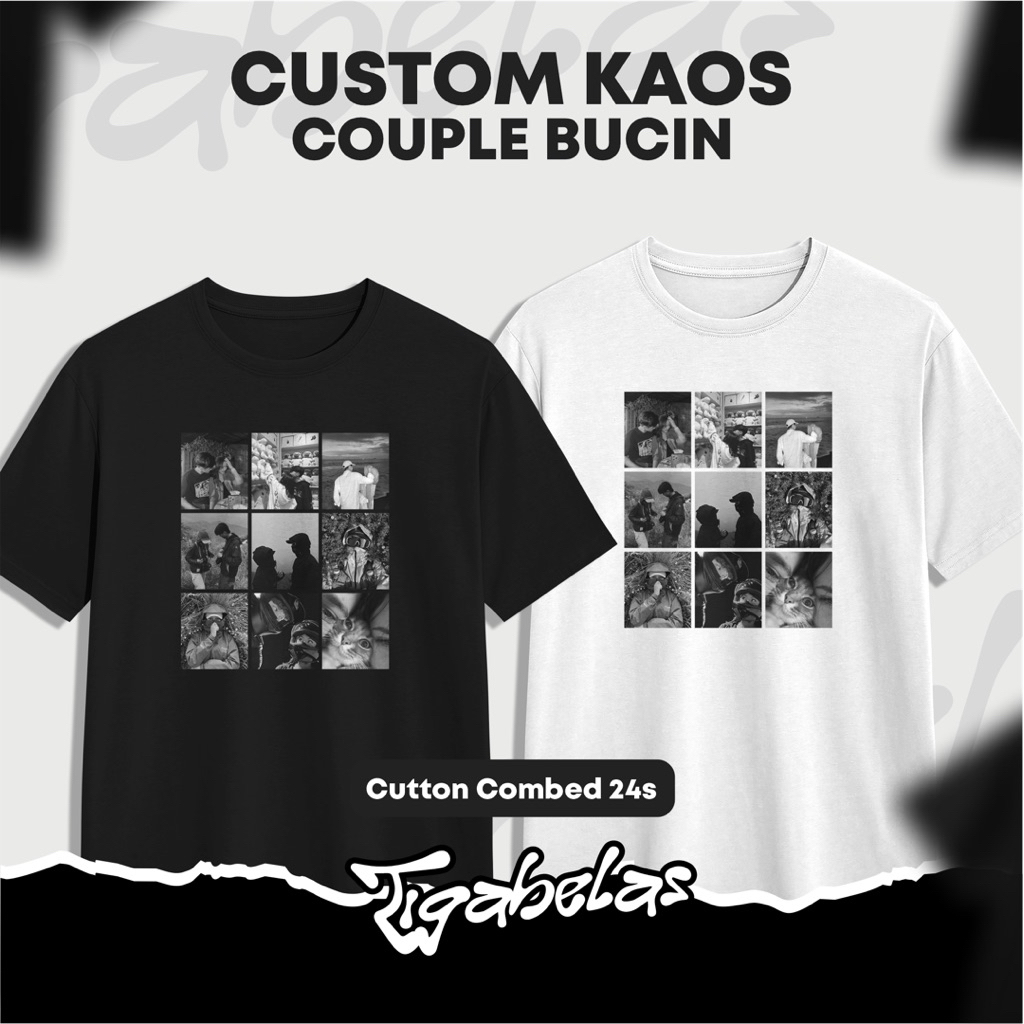 Kaos Custom Couple Foto Bucin Moment | Tshirt Couple Bucin Foto Pasangan