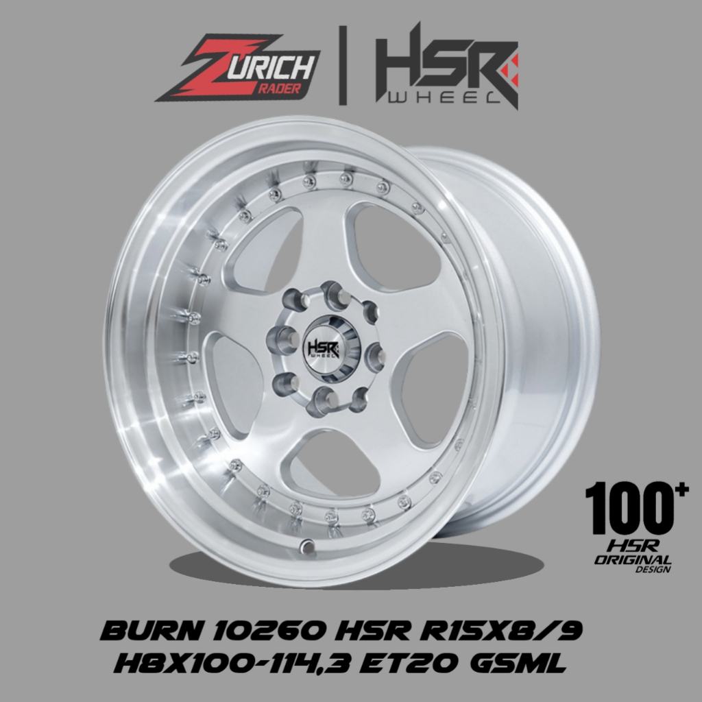 Velg Mobil Kijang Xenia LivinaFreed Jazz Yaris Ring 15 Hsr Wheel Burn Pcd 4x100 4x114,3 Silver