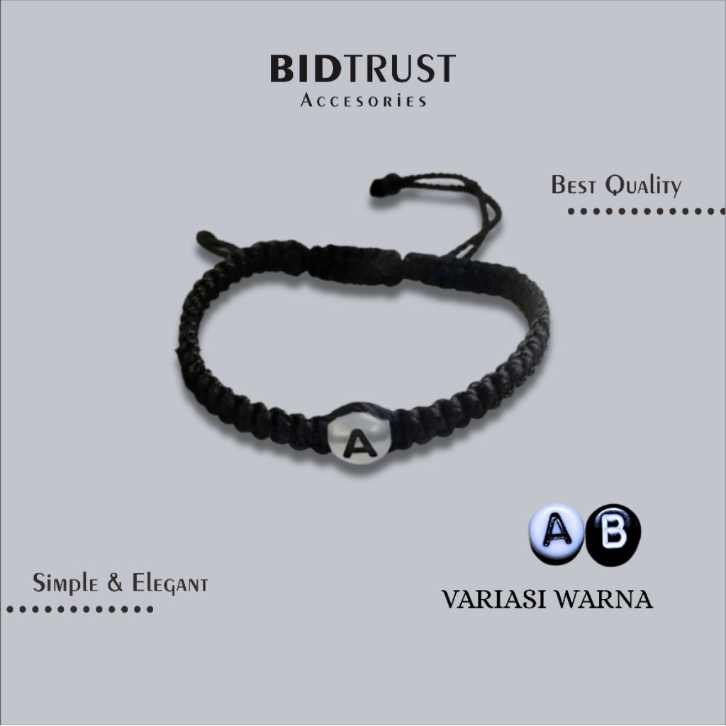 GELANG CUSTOM INISIAL 1 HURUF • Aksesoris Remaja Dewasa Anak Anak Pria Cowok Cowo Laki Laki Wanita C