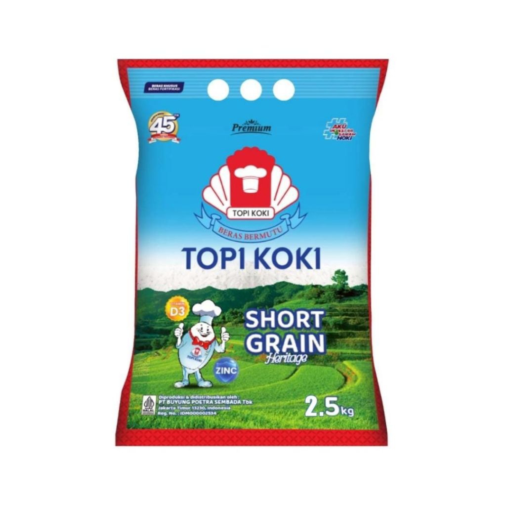 

Topi koki Short Grain Heritage Beras Premium Bulir Pendek 2.5Kg
