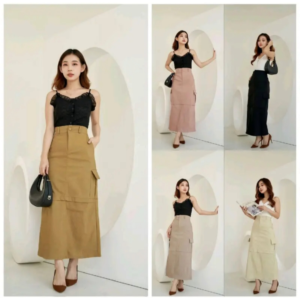 Rok Cargo Wanita Rok Panjang Wanita - Lady Skirt Cargo - Rok Wanita Premium