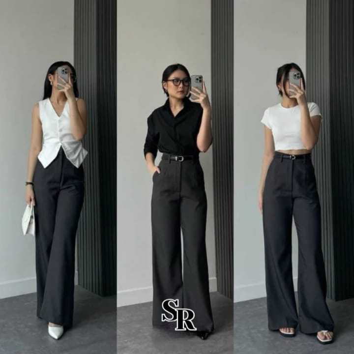 Etta Pants Semiwol Premium Highwaits - Highwaist Kulot Cutbray - Cullote Pants Wanita Kekinian