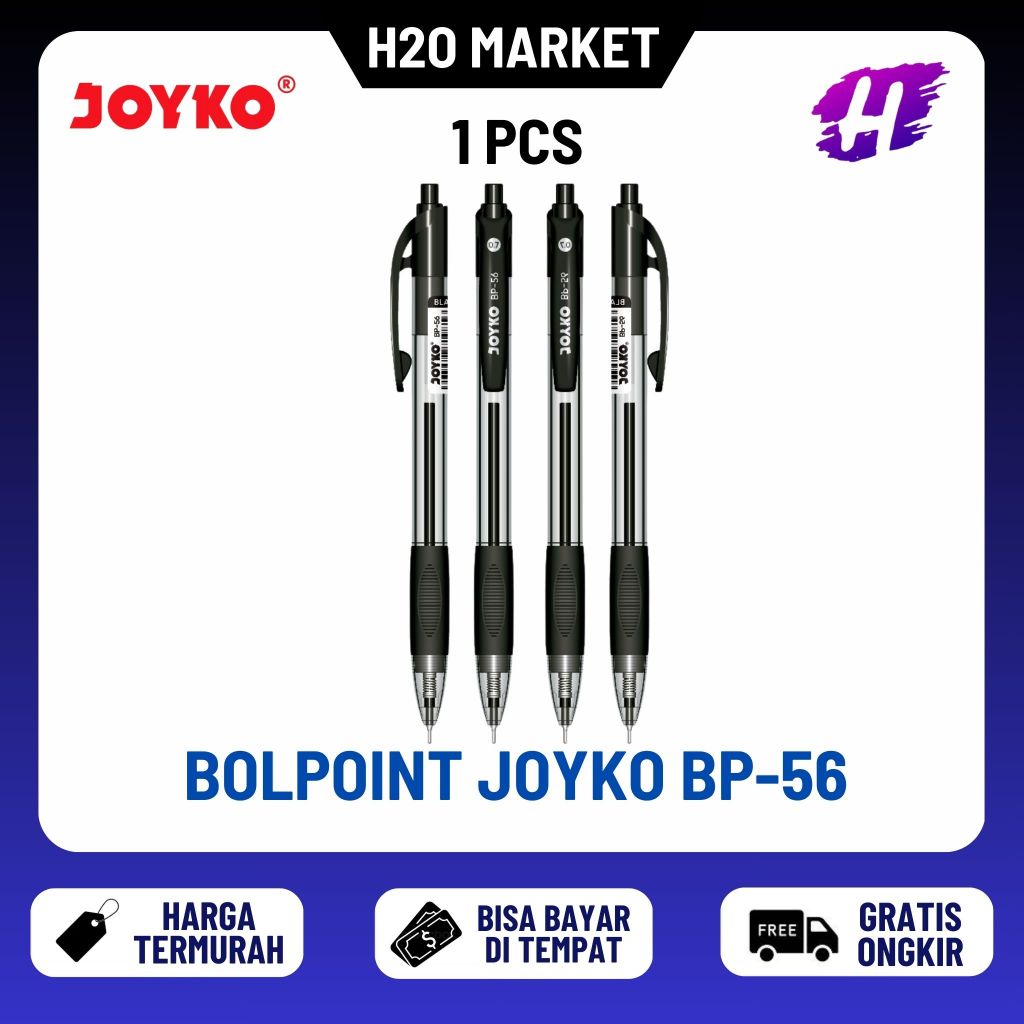 

BOLPEN / BALLPOINT / PULPEN / BOLPOINT JOYKO BP-56 SMOOTH WRITING 0.7 MM BOLPEN TINTA HITAM 1 PC
