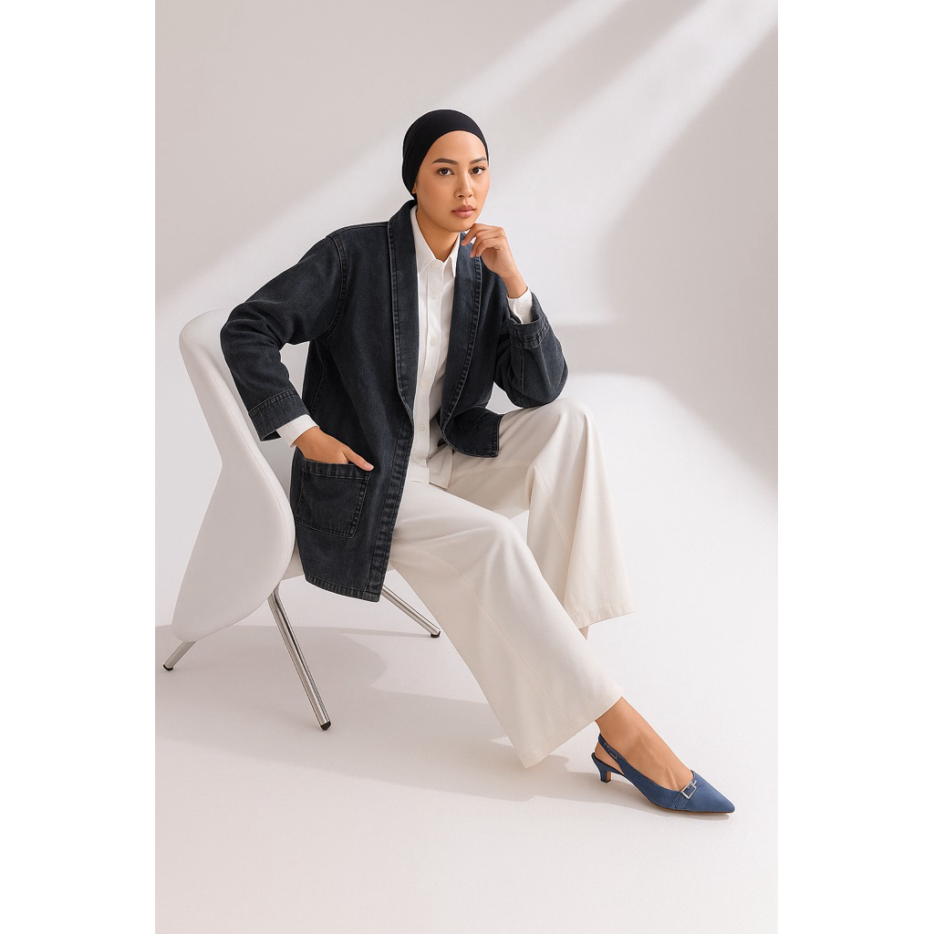 Kuro Denimu Haori Outer - outer denim / outer Black Denim / outerwear wanita